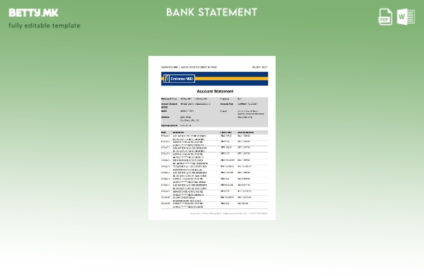Модерен стил ОАЕ Абу Даби Емирати NBD извод на банкарски ексел шаблон